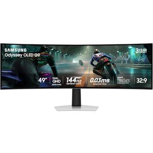 Samsung 49" Odyssey OLED G9 (G91SD) Dual QHD QD-OLED G-Sync Compatible Curved Gaming Monitor, 144Hz, 0.03ms, AMD Free Sync Premium Pro, Ergonomic Stand, LS49DG910SNXZA, 2024