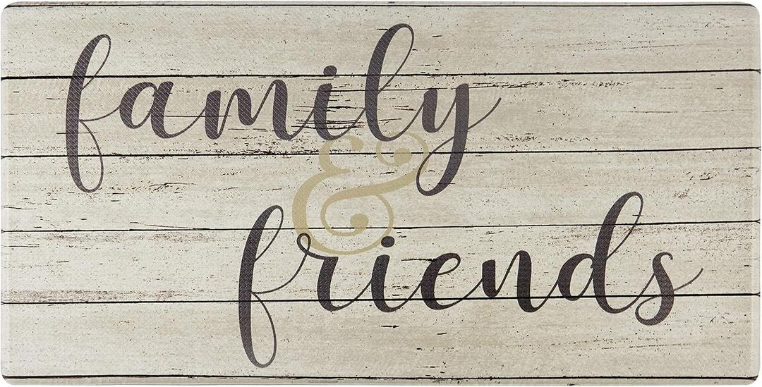 J&V TEXTILES Anti Fatigue Kitchen Mat for Floor, Embossed Themed Cushioned Kitchen Runner Rug Mat, Non Slip, Easy Wipe Clean, 1/2 Inch Thick (20x39 inches, Family & Friends)