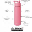 Simple Modern Insulated Water Bottle with Straw | 22oz | Pink | Summit Stainless Steel Water Bottles, Metal Cup | Leak Proof for School, Gym, Travel, Sports | Velvet Pink