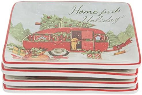 Certified International Home for Christmas 6" Canape Plate, Set of 4 Assorted Designs