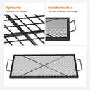 onlyfire Fire Pit Grill Grate, Heavy-Duty Steel Cooking Grate with X-Marks Design for Outdoor BBQ, Camping, Group Gatherings - 36 X 15