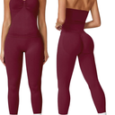 ABOCIW Workout Sets for Women Seamless Scunch Butt Lifting Impact Leggings Longline Strappy Top 2 Piece Gym Outfits, Size Small