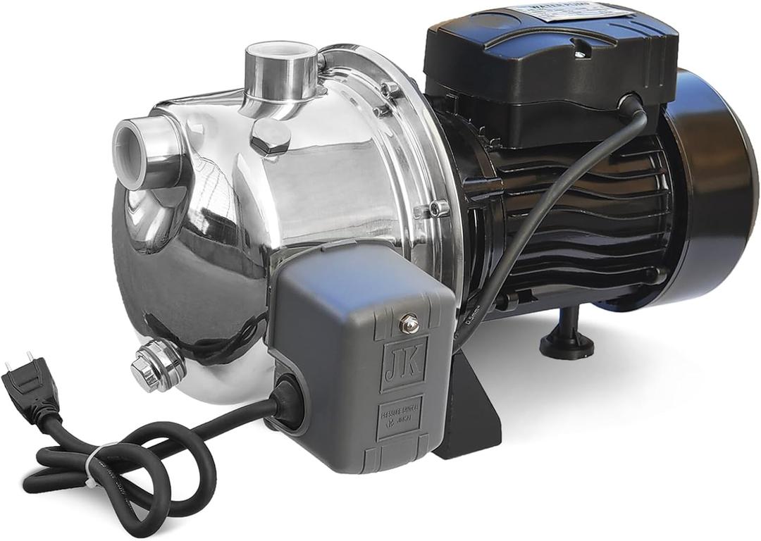 3/4HP Shallow Well Pump, 110V/60Hz, 18.5GPM, 131ft Head Jet Water Pump, Stainless Steel Shallow Well Jet Pump for Home Lawn Irrigation and Water Draining