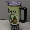 40 oz St Patricks Day Tumblers with Handle and Straw, Irish Gnome Shamrock 40oz Stainless Steel Vacuum Insulated Travel Coffee Mug Cup Water Bottle, St Patricks Day Stuff Accessories Gifts for Women