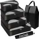 BAGAIL 6 Set Packing Cubes,Travel Luggage Packing Organizers (AllBLACK)