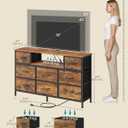 SONGMICS Dresser for Bedroom with Outlets & LED Lights, 8 Fabric Drawers, 11.8"D x 44.8"W x 26.8"H