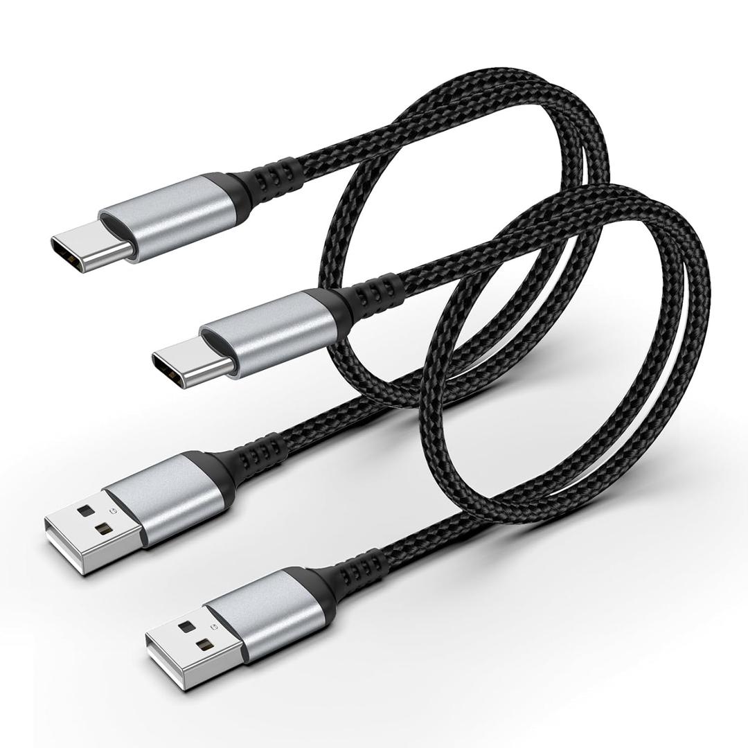 USB to USB C Cable 2FT, 2-Pack USB A to USB C Cable 2 FT Fast Charging, Braided Short USB to USBC Cables, Type C Cord for Car Compatible with iPhone 17/16/15, Samsung Galaxy S25/S24, iPad Pro