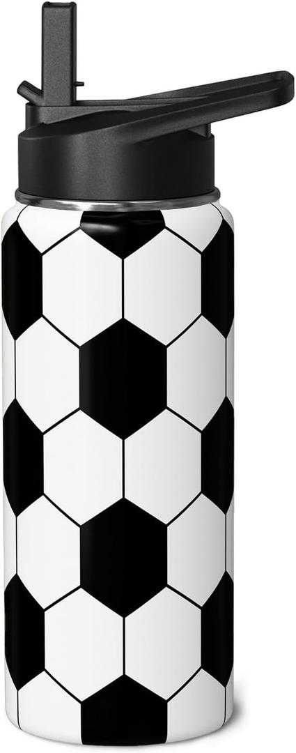 Soccer Water Bottle 18oz Insulated Sports Water Bottles Soccer Gifts for Men Women Gift for Coach Lovers Fan Players Stuff Accessories for Boys Girls