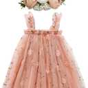 BGFKS Layered Tulle Tutu Dress for Toddler Girls,Baby Girl Rainbow Tutu Princess Skirt Set with Flower Headband. (12 Months, Flower Orange Pink)