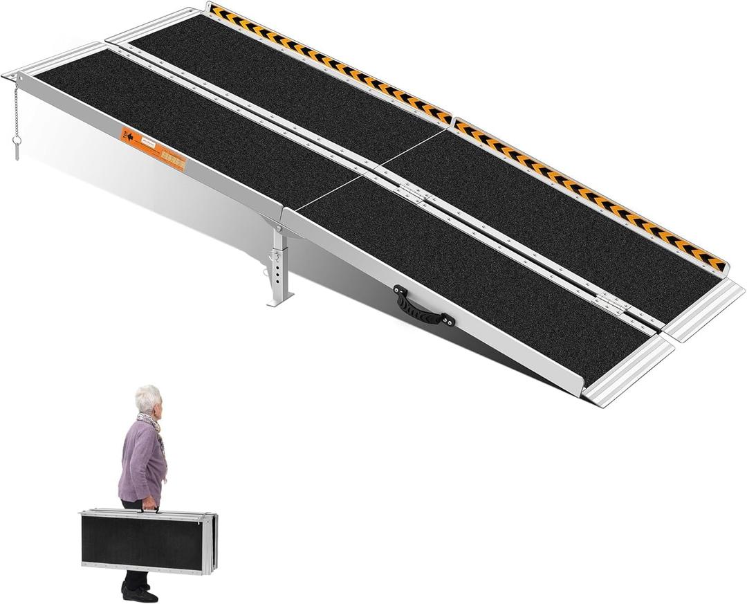 Wheelchair Ramp 6ft, Non-Skid Aluminum Folding Ramps for Wheelchairs for Home Steps, 800 LBS Capacity Handicap Wheel Chair Ramp for Doorway, Homes, Threshold, Entry, Stairs 72" Lx 29.2" Wx2H