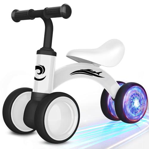 Colorful Lighting Baby Balance Bike Toys for 1 Year Old Boy Girl Gifts, 10-36 Month Toddler Balance Bike, No Pedal 4 Silence Wheels & Soft Seat First Riding on Toys, 1st Birthday Gifts