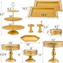 Jucoan 10 Pieces Gold Metal Cake Stand Set, Cupcake Holder Pastry Candy Fruits Serving Plate, Gold Dessert Table Stands and Trays Set for Wedding Birthday Baby Shower Bridal Christmas New Year Party