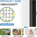 Black 1 inch Hardware Cloth 48in x 100ft 16 Gauge Black Coated Welded Wire Fence Vinyl Metal Wire Mesh for Chicken Coop Barrier, Rabbit Snake Fences, Poultry Enclosures