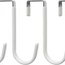 Over The Door J Hooks, Metal Hanging Hooks with Soft Rubber Coating for Kitchen, Bathroom, Closet, Cabinet Doors, Slim Gap Fit for Doors Under 1.4" (White - Pack of 4)