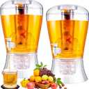 Maxcheck 2 Pieces 6.8 L Acrylic Beverage Dispenser Drink Dispensers for Parties Unbreakable Water Container Countertop with Ice Core and Spigot for Iced Juice Tea Coffee Milk Wedding Party