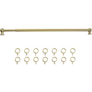 TWOPAGES 16" to 28" Gold Cafe Curtain Rod with Rings, Short Adjustable Rod Set Perfec for Café Curtains and French Doors, 1 Pack