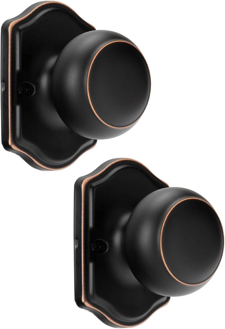 goldenwarm Oil Rubbed Bronze No-Function Dummy Door Knobs,Single-Side Door Knob Handles for Closet & French Doors, No-Turning Pull/Handle Function 2 Pieces