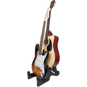 JestFRU Guitar Stand - Wooden Guitar Rack for Acoustic & Electric, Bass Holder with Foam Padded, Suitable for Music Studio Home, Multiple Guitar Display (2 Space) - Black