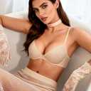 Upushall Strapless Push Up Bras for Women Padded Deep Plunge Seamless Bra (Beige)
