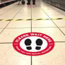 5 x Avery"Please Wait Here" Red Social Distancing Floor Decals, 10.5" Diameter, 5 Removable Decals (83090)