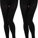 Paralinda 2 Pairs Women's Solid Color Tights 80D, Soft Opaque Microfiber Tights (Black, L/XL)
