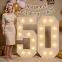 Marquee Numbers 50 Light up Numbers 4ft, Pre-Cut Foam Board Kit with Light Bulbs for 50th Anniversary Decoration 50th Birthday Decorations, Assembly Required