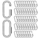 M6-50 Pack 2.3” Quick Links Chain Connectors, 1/4″ Galvanized Chain Locking Hooks, 620LBS Heavy Duty Thread Quick Link Clips, Twist Oval Keychain D Shape for Swing, Backpack, Key Ring