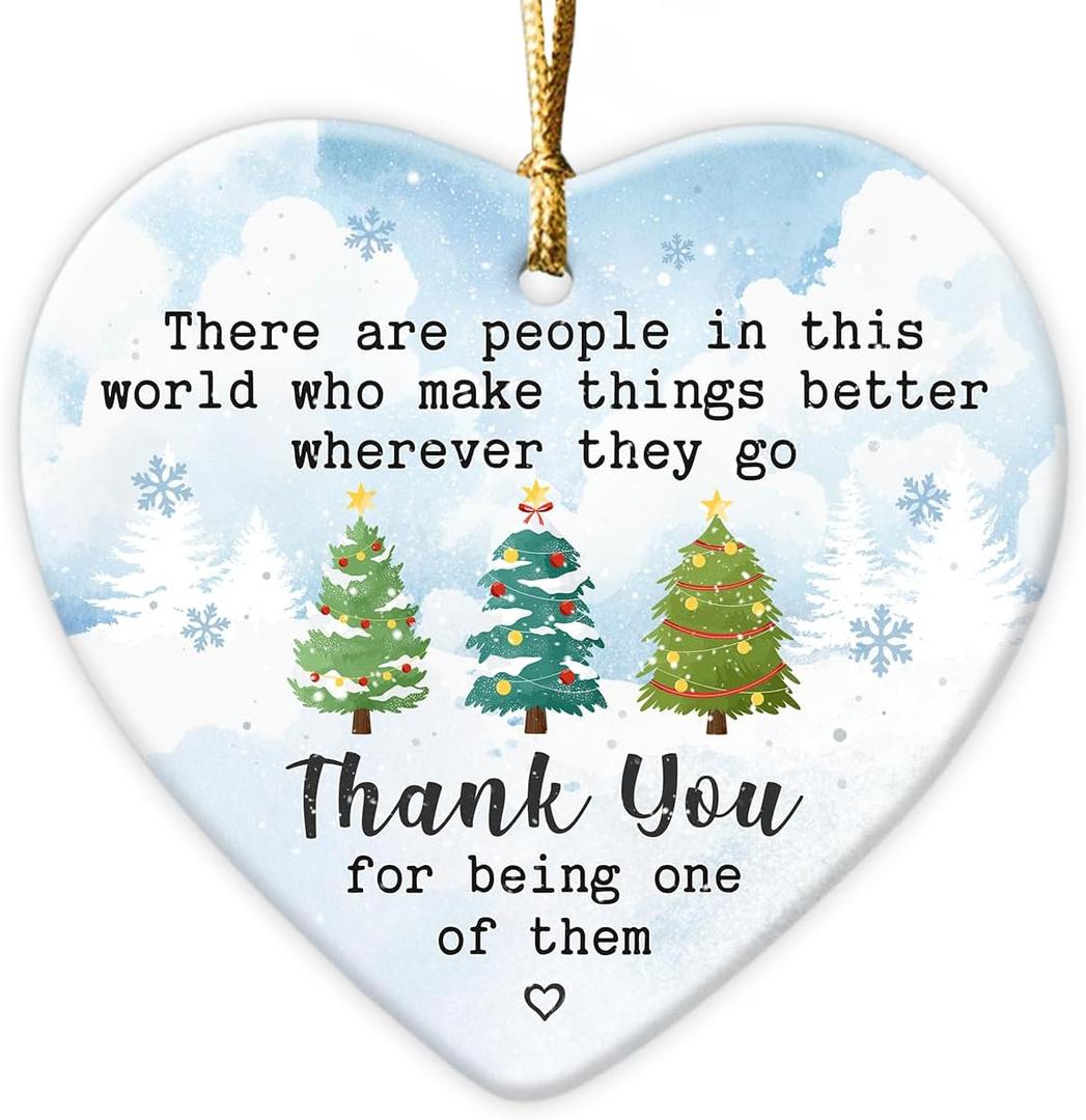 Thank You Gift for Women 2025 - Thank You Ornament for Christmas Tree Decorations, Appreciation Gifts for Coworkers, Friends, Nurses, Teachers, Family, Ceramic Christmas Ornaments for Hanging Decor