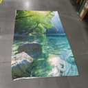 BSFHH Nature Tapestry Forest Tree Sea Cave Wall Hanging, Stream Through Rainforest Landscape Wall Art Tapestry for Bedroom Living room (Lake View, 90"×70", Unframed)