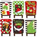 FuWeave 6 Pcs Christmas Chair Covers Red and Lime Green Xmas Chair Back Covers Green Christmas Monster Chair Protector Slipcovers Washable Winter Dining Room Seat Covers for Home Hotel Kitchen Decor