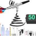 Airbrush Kit with Compressor - High-Pressure Portable Air Brush with 0.2/0.3/0.5mm Nozzle, Non-Clogging Spray Gun with Cleaning Brush for Painting Model Barber Cake (Black)
