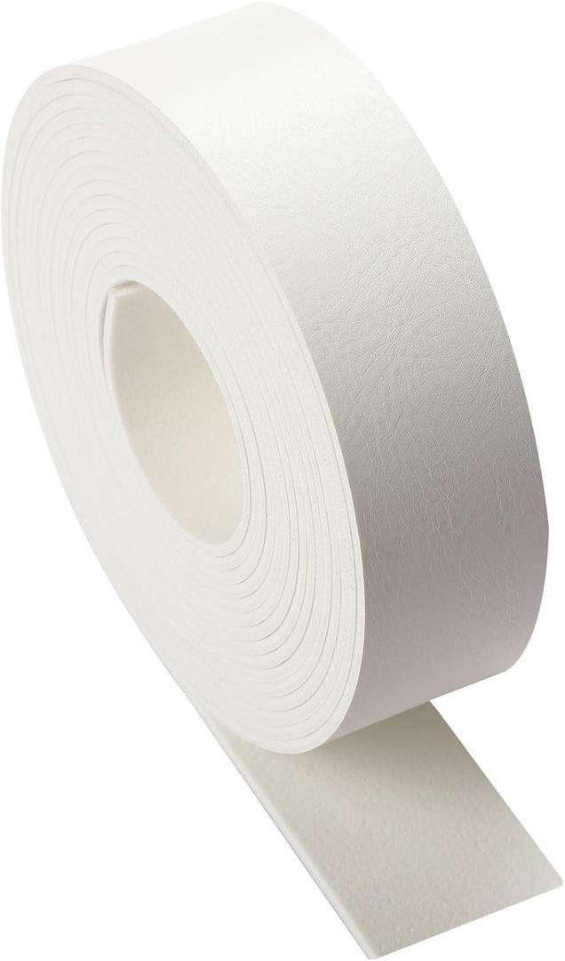 Picheng Faux Leather Straps 1 Inch Wide Leather Strip, 138 Inch Long Leather Belt Strips for DIY Craft, Hobby Workshop (White, 1 Inch)