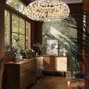 ykolupty Gold Sputnik Chandelier, 12-Light Mid-Century Modern Chandelier Light Fixture for Foyer, Dining Room, Firework Chandelier for Bedroom, Hallway, Entryway 32 inch Dimmable 2700K-6000K, Dia 32inches