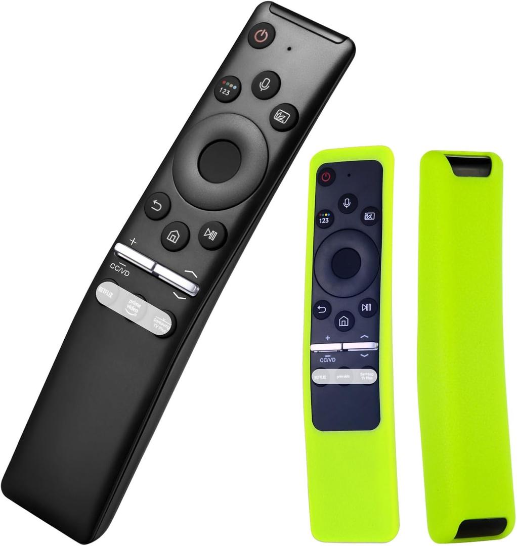 Replacement Remote for Samsung TVs with Voice Search Function and Silicone Case Compatible with UHD Neo QLED OLED 4K and 8K Smart TVs (Luminous Green)
