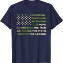 Pops The Man The Myth The Legend Camo US Flag Father's day T-Shirt (Navy Blue) L
