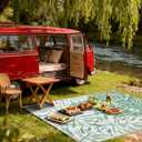 Reversible Waterproof Outdoor Rug Lightweight UV-Resistant Rug for Patio, Camping & Beach (Green Leaves, 5' x 8' (Rectangular))