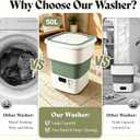 Portable Washing Machine, 52L Large Capacity Foldable Mini Washer with Spin Basket, Adjustable Wash 2–10 Min & Spin 1–6 Min Timer, for Apartment, RV, Camping, Dorm, Travel (Green)