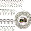 YINGFENG 197 Inch DIY Silver Hanging Basket Chains, Adjustable Length, Decorative Metal Chain with Hooks for Hanging Bird Feeders, Planters, Ornaments