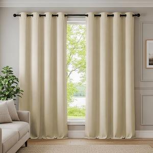 Urban Space 63L x 46W inch Grommet Blackout Curtains for Bedroom and Living Room - Set of 2 Panels Solid Thermal Insulated Room Darkening Curtains (Beige)