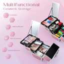Joligrace Makeup Train Case Makeup Case Organizer Portable Cosmetic Box Storage with 2 Trays Mirror Locking Make Up Travel Case for Nail Kits Cosmetics Craft Traveling Makeup Box Mermaid Pink