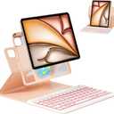 Magnetic Keyboard Case for iPad Pro 12.9-inch (6th, 5th, 4th, 3rd Generation) - 360 Rotatable Detachable - Backlit Wireless Keyboard Case for iPad 2018, 2020, 2021, 2022, Pink
