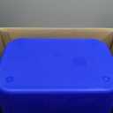 Amazon Basics Rectangular Commercial Office Wastebasket, Easy to Clean, Lightweight, 10 Gallon, Blue, Recycle Logo
