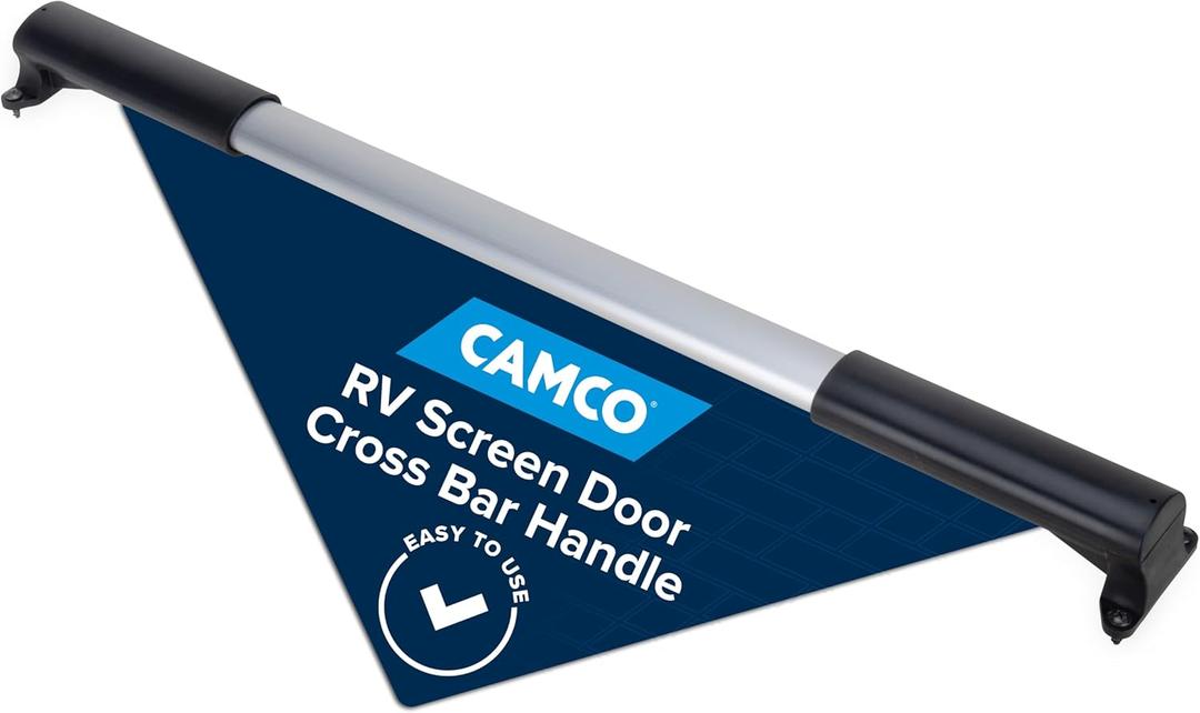 Camco Camper/RV Screen Door Cross Bar - Protects the Screen Door & Allows for Easier Exit from Travel Trailer - Adjusts from 21-5/8-Inches to 28-5/8-Inches (42183)