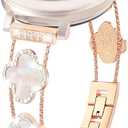 Bling Band Compatible for Garmin Lily 2/Lily 2 Classic/Active, 14mm Diamond Four-clover Stylish Women Strap Replacement for Lily 2 Smartwatch