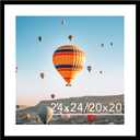 24x24 Picture Frame Black with 20x20 Mat, Display Photo 20x20 with Mat or 24 x 24 Without Mat, Wall Hanging Large 24x24 Poster Frame with Shatter Resistant Plexiglass, Black