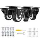 2 Inch Wheel Casters,Set of 4 Heavy Duty,Black Industrial Casters with Brake, Locking Casters for Furniture and Workbench for Cart,Top Plate Swivel Wheels and Load 800lbs (Two Hardware Kits Include)