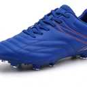 Men's Firm Ground Soccer Cleats Shoes Professional Breathable Outdoor Training Football Shoes Blue, Size 39