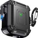 Chicfun Armour Lock for AirPods 1st/2nd Generation Case with Secure Lock & Keychain, Compatible with MagSafe [360° Heavy Duty Protective] AirPods 1st/2nd Case Hard Protective Locking Cover Grey