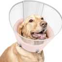 Dog Cone Collar with Snap-on Detachable Soft Liner, Lightweight Transparent Elizabethan Alternative to Stop Licking, for Spay Neuter Surgery Recovery, for Medium Large Small Dogs (Pink,S)