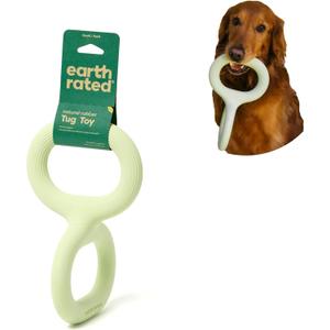 Earth Rated Tug of War Toy for Dogs and Puppies, Interactive Dog Pull Toys, Ergonomic Grip, Natural Rubber, Small, Green